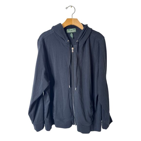 Lauren Active Ralph Lauren Black Full Zip Hoodie Jacket Cotton Stretch Plus 2X - Picture 1 of 10